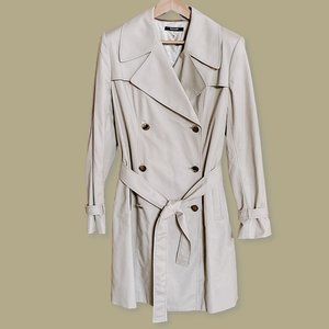 TAHARI - Women's Knee Length Double Breasted Classic Tan Trench Coat XL
